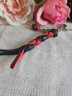 Hand Crafted Braided Genuine Leather Tassel Keychain Charm NEW